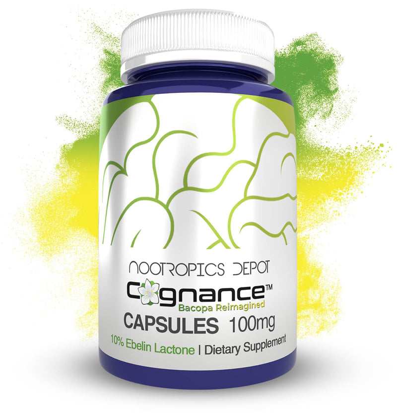 [Australia] - Nootropics Depot Cognance Enhanced Bacopa Capsules | 100mg | 10% Ebelin Lactone | Bacopa monnieri | Mood, Memory, & 5-HT2A Activation, 60 Count (Pack of 1) 60 Count (Pack of 1) 