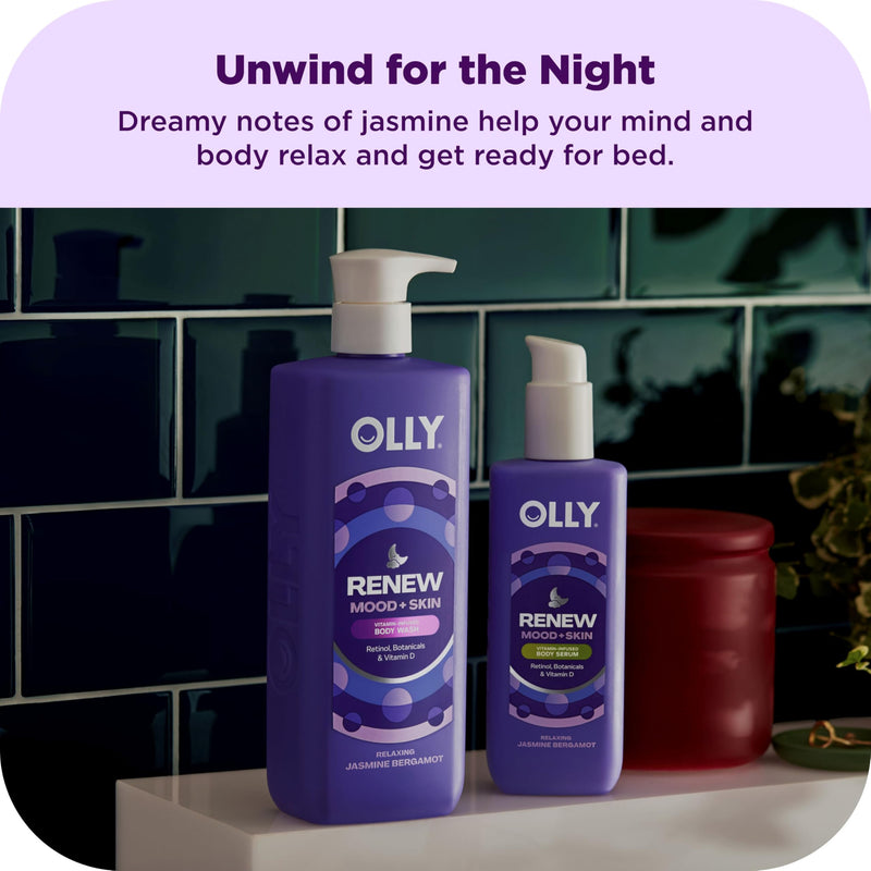 OLLY Rest & Rise Body Care Set - Day & Night Regimen - 2 Body 4 Count | Body Care Set Day & Night Regimen – With Vitamin D, Retinol, Botanicals & Vitamin C– Nourishing, Hydrating