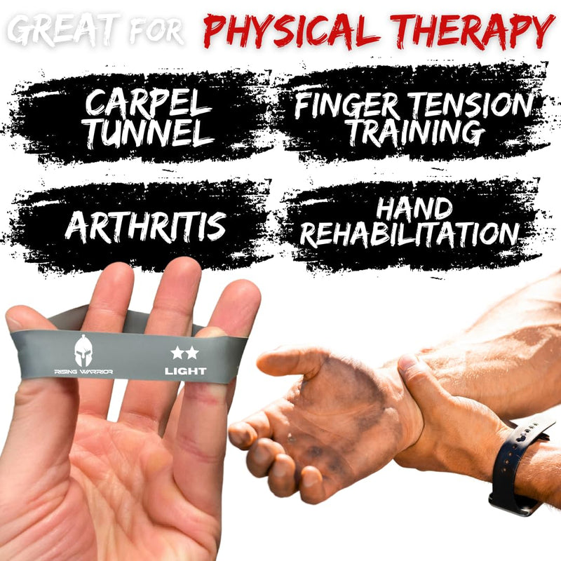 [Australia] - Resistance Bands - 5 Finger Grip Training for Strength Expansion | Ideal for Extensor, Forearm, Hand, and Finger Exercises | Perfect for Rehabilitation Hand Therapy Gray Scale Pack 