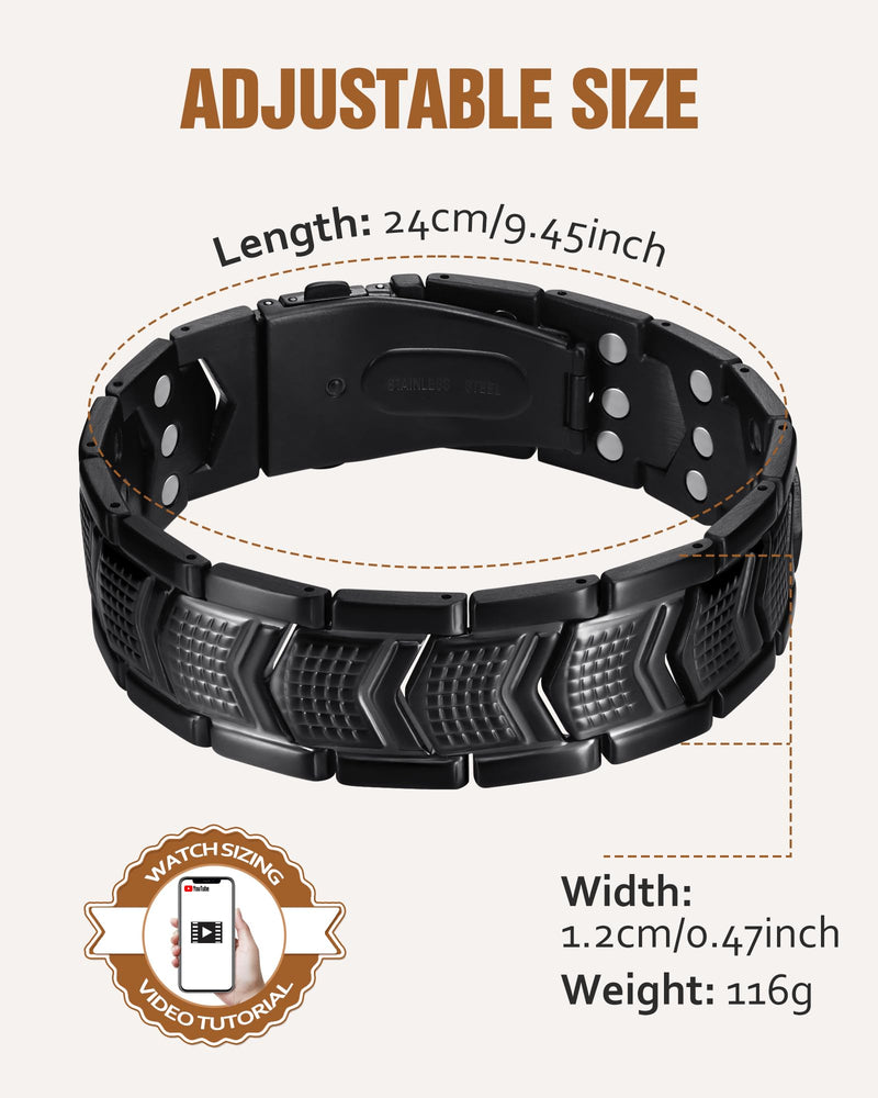 [Australia] - Jecanori 3X Strength Magnetic Bracelets for Men,Premium Fold‚ÄìOver Clasp & Adjustable Length,Ideal Gift for Men Shield 