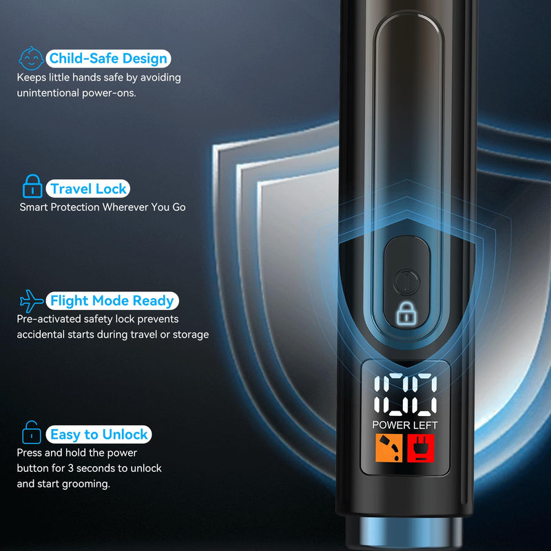 [Australia] - 2025 Upgraded Back Shaver for Men, LED Display Mens Back Shaver with Travel Case, Rechargeable with Long Handle, Safety Lock, IPX7, Multi-Functional Back Trimmer for Men,(Ash Gray) 