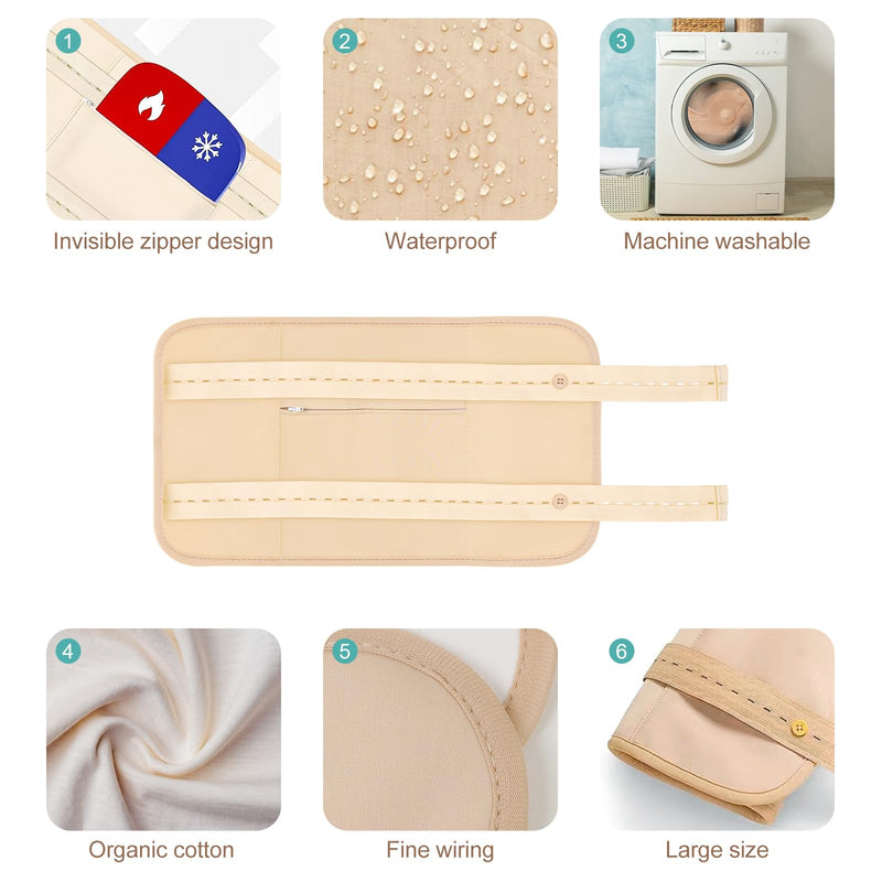 [Australia] - 9 Pcs Castor Oil Pack Wrap Organic Cotton for Liver Detox, Stomach, Belly, Neck, Breast, Knee, Foot & Entire Body, Reusable Pads Kit for Hot/Cold Compress with Adjustable Elastic Strap 