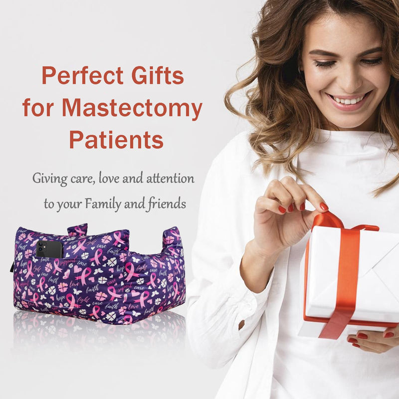 [Australia] - Mastectomy Pillow - Post Surgery Pillow, Breast Pillow for Sleeping After Heart Surgery, Lumpectomy Pillow, Breast Reduction & Augmentation Pillow Double Mastectomy Gifts for Women Ribbon01 one size 