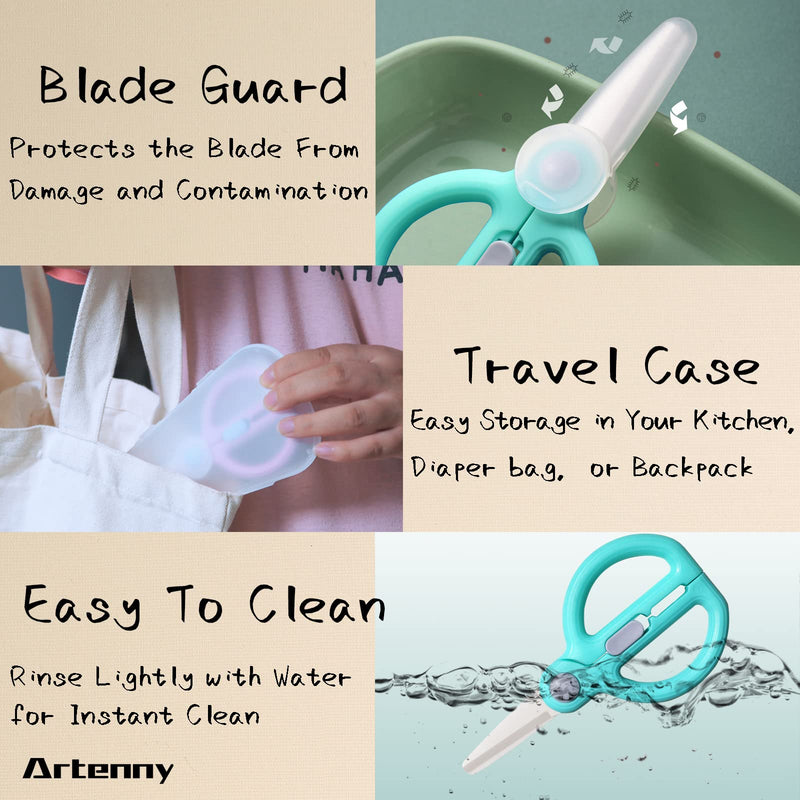 [Australia] - Baby Food Scissors Kids with Case Travel, Ceramic Kitchen Scissors for Food with Safety Lock, Baby Food Cutter (D) D 