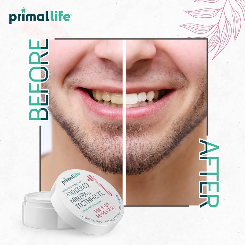 [Australia] - Primal Life Organics - Dirty Mouth Toothpowder, Tooth Cleaning Powder, Flavored Essential Oils with Natural Kaolin & Bentonite Clay, Good for 200+ Brushings, Paleo, Organic, Vegan (Peppermint, 1 oz) Peppermint 1 Ounce (Pack of 1) 