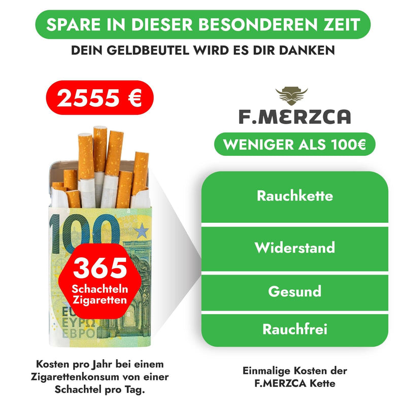 [Australia] - F.MERZCA® Premium smoking cessation aid chain - WITH MORE RESISTANCE for quitting smoking, smoking cessation, smoke-free aid, chain original anti-smoking support silver 