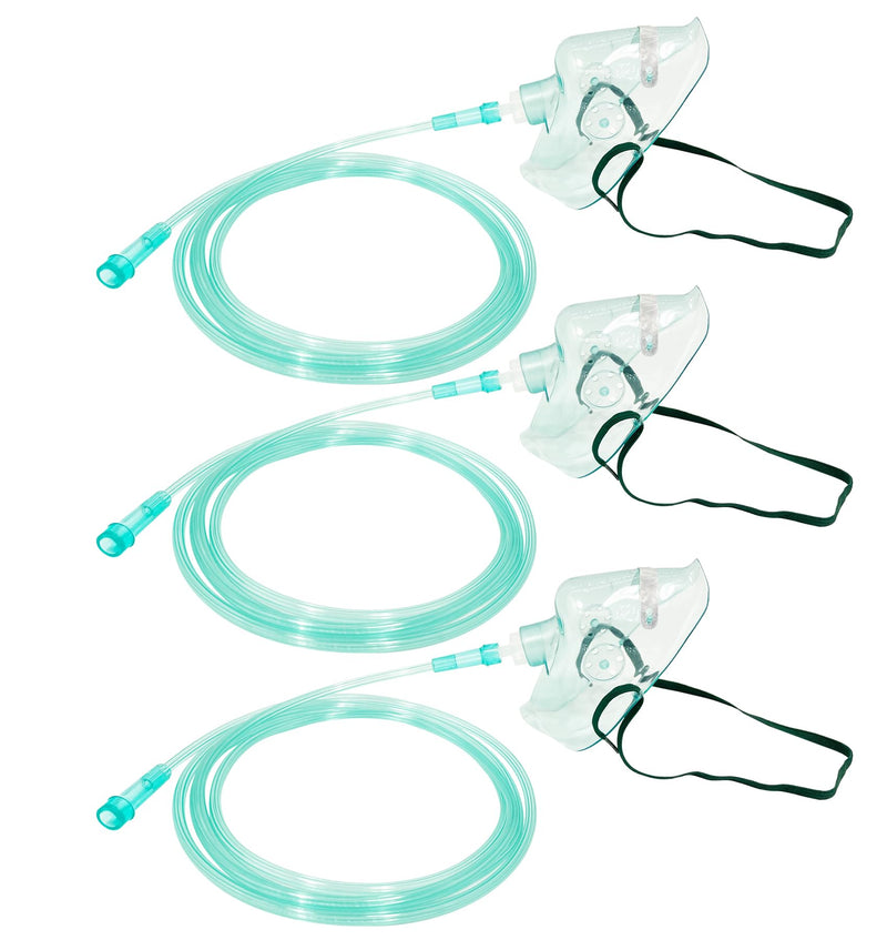 [Australia] - 3 Pack Oxygen Mask for Face Adult with 6.6' Tube & Adjustable Elastic Strap - Size L L-3pcsÔºàAdultÔºâ 