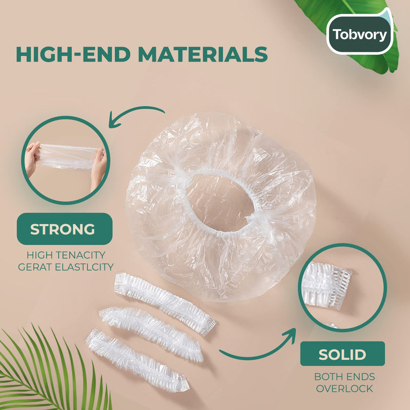 [Australia] - Disposable Shower Caps - 100PCS Shower Cap Tobvory Waterproof Plastic Shower Cap For Women Men For Hair - Extra Elastic Large Shower Caps For Bath, Hair Treatment, Conditioning In Home Hotel Travel 