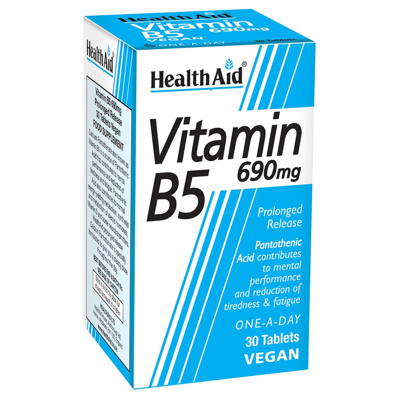 HealthAid Calcium Pantothenate (Vitamin B5) 750mg - Prolong Release - 30 Tablets
