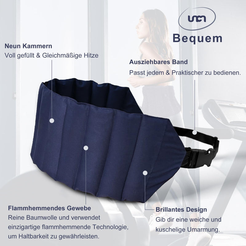[Australia] - uncn Large Cherry Stone Pillow with Adjustable Strap, Heavy Duty Microwave Heating Pad 19*78cm, Microwave Heat Pad Made of Cotton Fabric for Back, Neck, Shoulder Dark Blue 