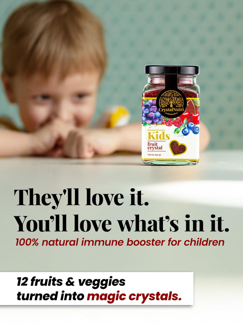 Immunextra Kids 90g – Better Then Freeze Dried Fruit and Veggie - Concentrated Powder with Extra Raspberry - Low Temperature Drying – Preserving Natural enzymes, Rich in antioxidants
