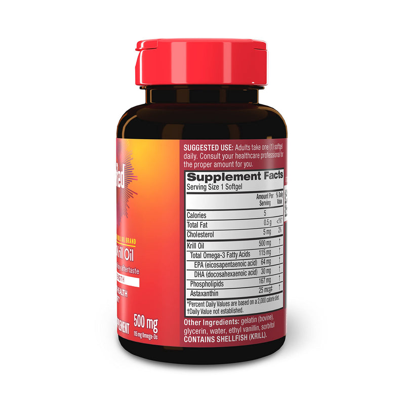 MegaRed Antarctic Krill Oil 500mg Omega 3 Fatty Acid Supplement, Extra Strength EPA & DHA Krill Oil Softgels (90cnt Box), Astaxanthin, Heart Health Supplement with No Fish Oil Aftertaste | Antioxidant Astaxanthin, Phospholipids, EPA & DHA, Heart Suppor...