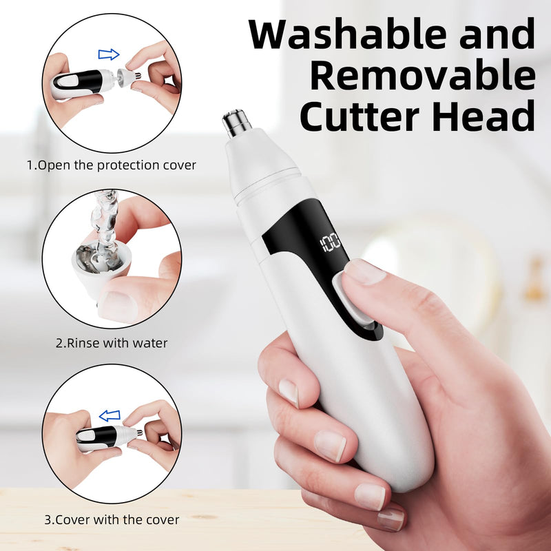[Australia] - Nose Hair Trimmer Nose and Ear Hair Trimmer Eyebrow Lip Hair Painless Epilator Facial Hair Remover for Men and Women White 