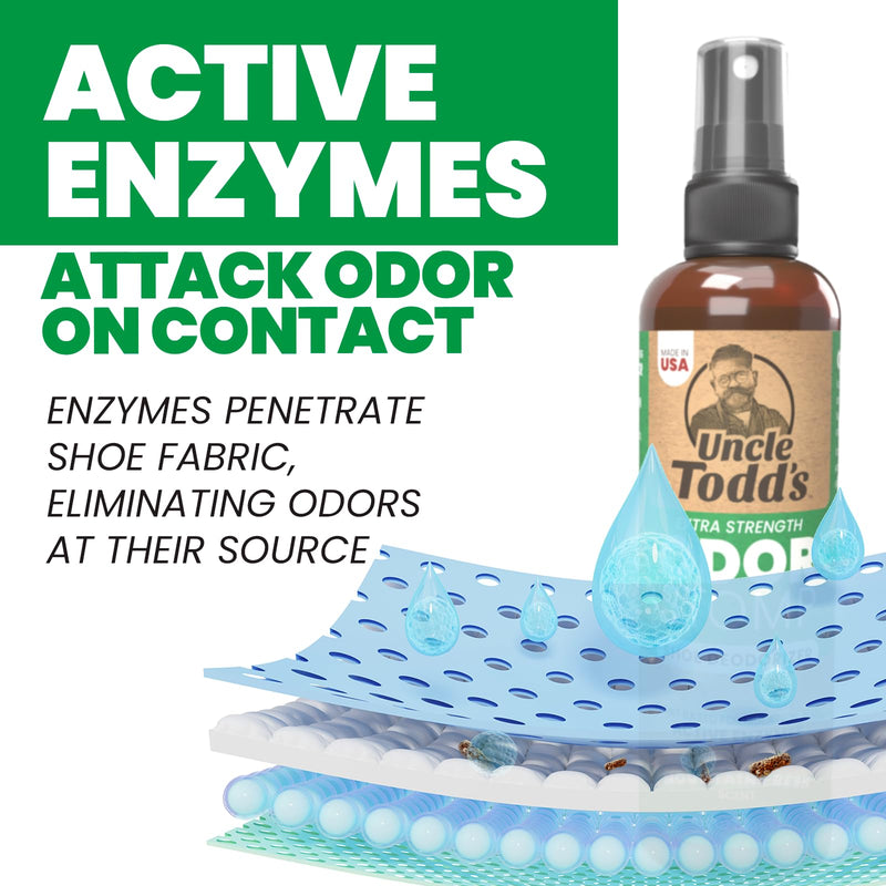 [Australia] - Uncle Todd's Shoe Deodorizer Spray - Proven & Powerful Enzyme Formula Spray for Shoe Odor Elimination in All Footwear (Mountain Fresh) Mountain Fresh 4 Fl Oz (Pack of 1) 