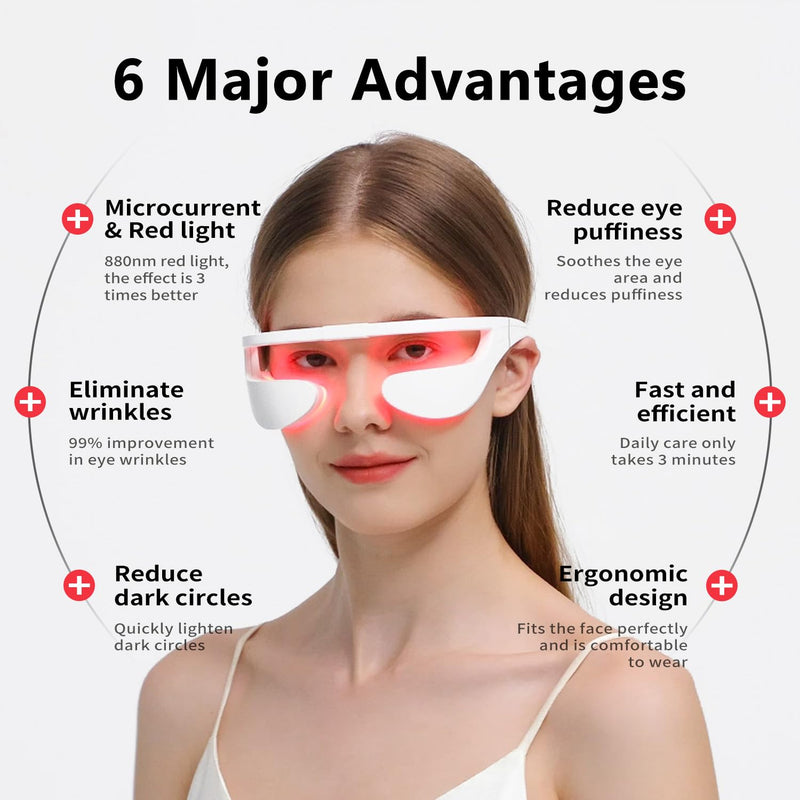 [Australia] - Microcurrent & 880nm Red Light Wrinkle Therapy Glasses,Under-Eye Massager,Used to Treat Eye Wrinkles.LED Eye Perfector (Model: EY-36B) 