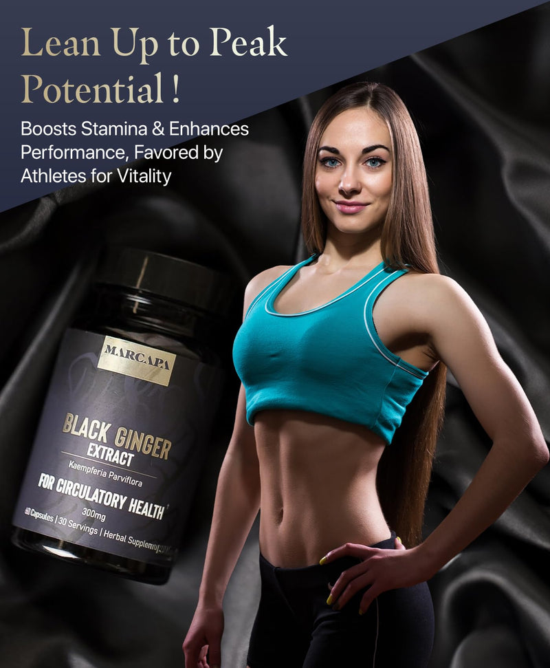 [Australia] - Marcapa Black Ginger Root Supplement - 60 Softgels | Organic Ginger Extract for Cardiovascular & Metabolic Support | Enhanced Energy & Endurance | Optimal Absorption with Olive Oil 