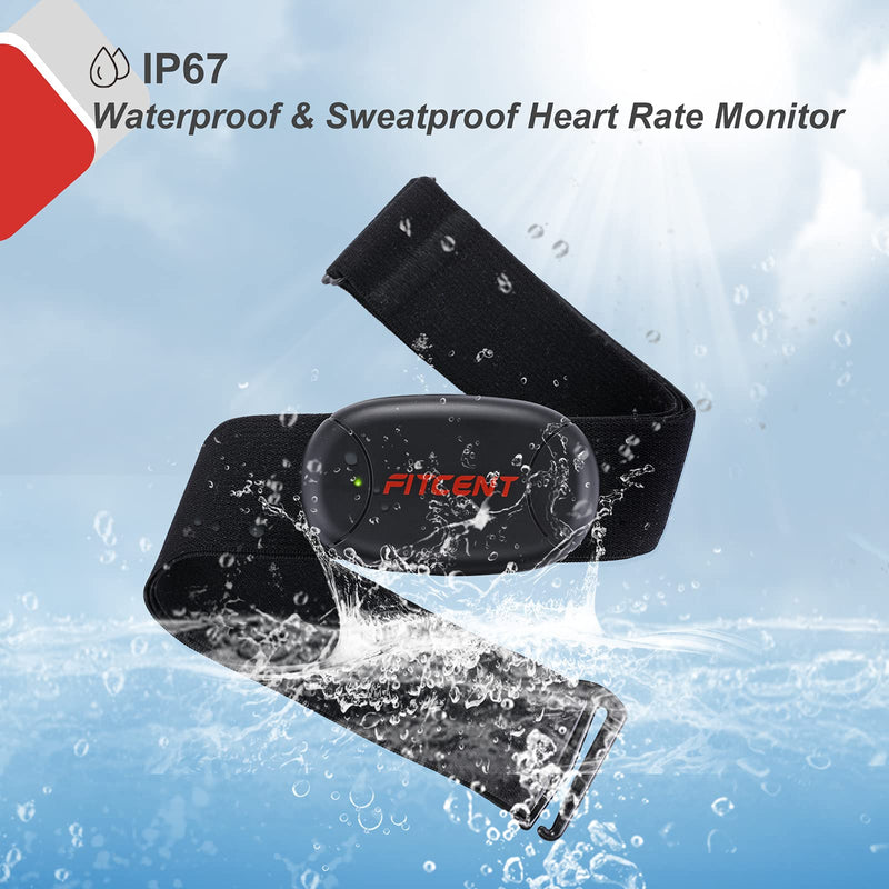 [Australia] - FITCENT Rechargeable Heart Rate Monitor Chest Strap 5.3 kHz/Bluetooth 5.0/ANT+, Heart Rate Sensor for Peloton Strava Zwift DDP Yoga 