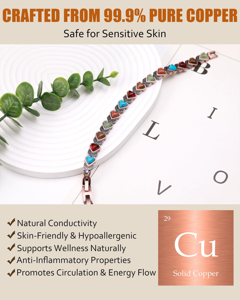 [Australia] - Jecanori Copper Bracelets for Women, Effective Magnetic Bracelets for Women with 3800 Gauss Ultra Magnets and Sizing Tool Love-stone 