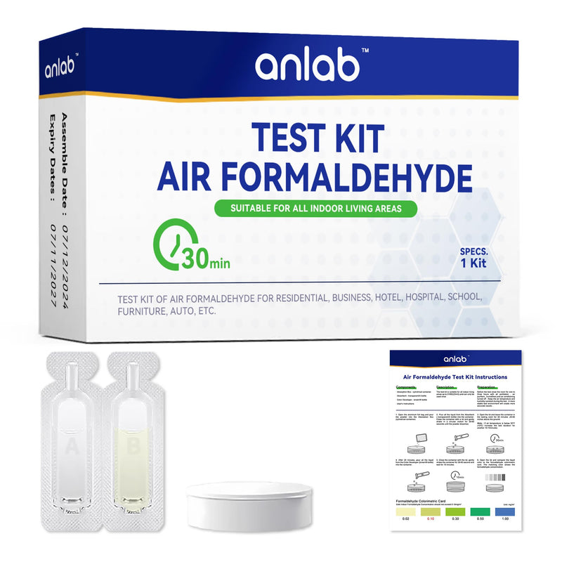 Air Formaldehyde (HCHO) DIY Test Kit - Used for Air Quality Testing, Detector Used for Home, Residential, Business, Hotel, Hospital, School, Furniture, Auto (Pack of 1) (3) 3