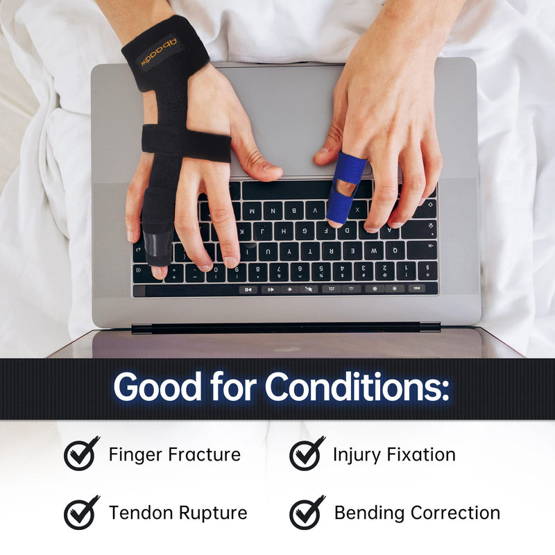 Trigger Finger Splint 2 Pcs, Adjustable Index Finger Splint, Finger Splint Middle Finger, Ring Finger Splint, Pinky Finger Splint,Hand Brace Black-B1-2 M