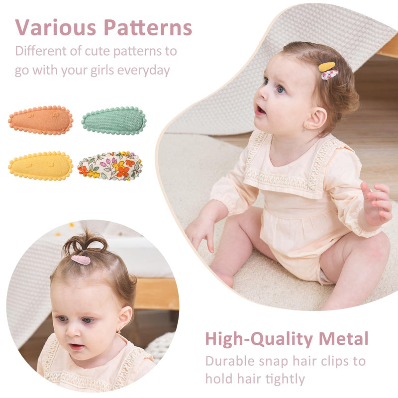 [Australia] - 40 PCS Snap Hair Clips for Girls Flower Patterns Toddler Hair Clips 1.5" Wrapped Mini Baby Hair Clips Cute Baby Girls Fine Hair Barrettes Hair Accessories for Baby Girls Infants Toddler 40 PCS 