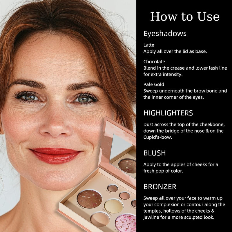 [Australia] - Velvety Smooth Baked Palette, Multi-purpose, Highly Pigmented Palette with Bronzing Powder, Eyeshadows and Blushes, Waterproof, Vegan & Cruelty-free. 