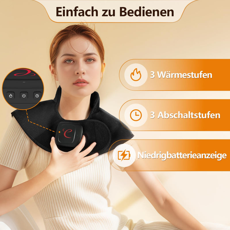 [Australia] - Comfytemp Wireless weighted heating pad for neck and shoulder with 36Wh battery, 1.1 kg neck warmer, shoulder warmer with 3 temperature levels, 52x25 cm heat pad with automatic switch-off 