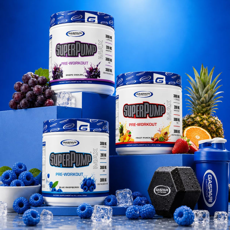Gaspari Nutrition SuperPump MAX, The Ultimate Pre Workout Powder, Sustained Energy Preworkout, Nitric Oxide Booster, Muscle Growth, Recovery & Replenishes Electrolytes (30 Servings, Fruit Punch)