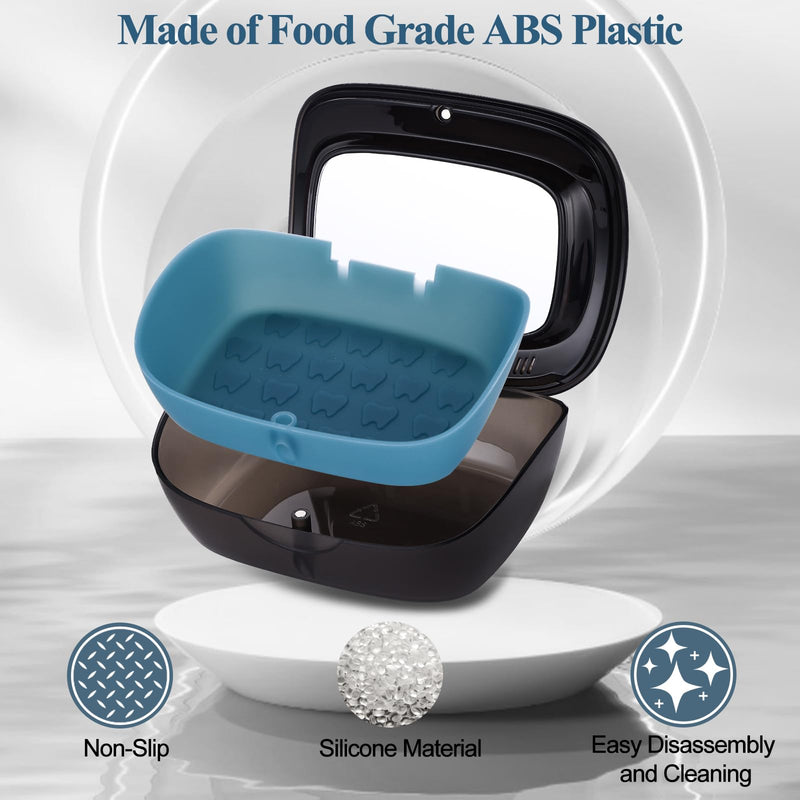 Double Layer Aligner Case Retainer Case With Mirror, Retainer Holder With Remover Tool And Cleaning Brush With Vent Holes Compatible With Aligner Case, Retainer Case,Orthodontic Supplies Case BLACK