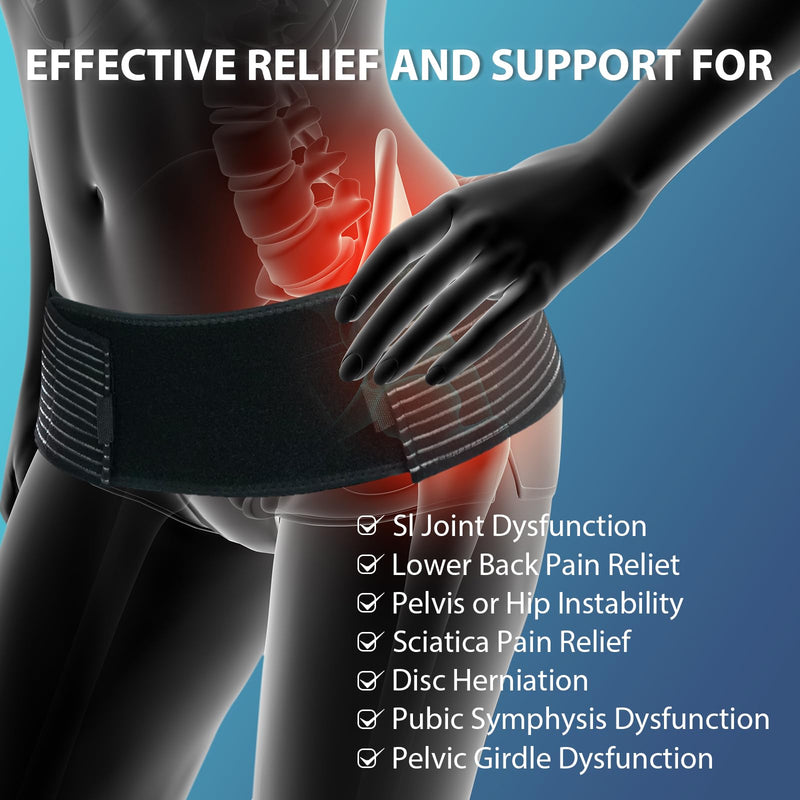 Nvorliy SI Joint Belt Plus Size Sacroiliac Brace Lumbar Lower Back Adjustable Compression Support Belly Band Stabilize Hip & Pelvic Relief Pain for Sciatic Nerve Fits Women and Men (2XL/3XL(50"-60")) 2XL/3XL(50"-60")