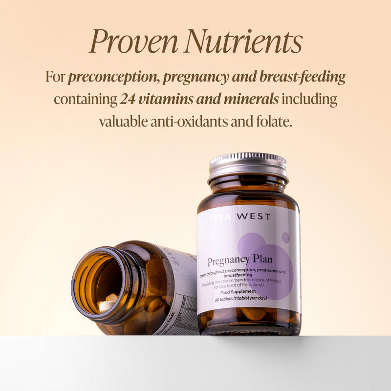 Zita West Pregnancy Plan Conception Vitamins - Preconception, Pregnancy & Breastfeeding Multivitamin - including Folate - 30 Tablets (1 Month Supply) 30 count (Pack of 1)