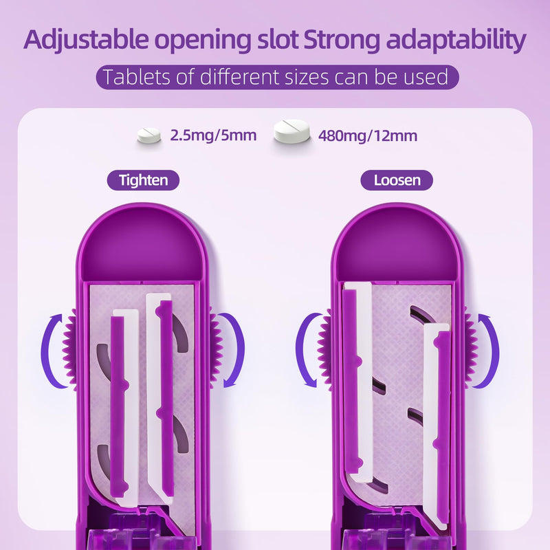 [Australia] - DUBSTAR Pill Cutter Splitter for Small and Tiny Pills, Multiple Pill Cutters for Small or Large Pills, Adjustable Pill Splitter with Centering Device and Blade Guard for Multi Tablets (Purple) Purple 