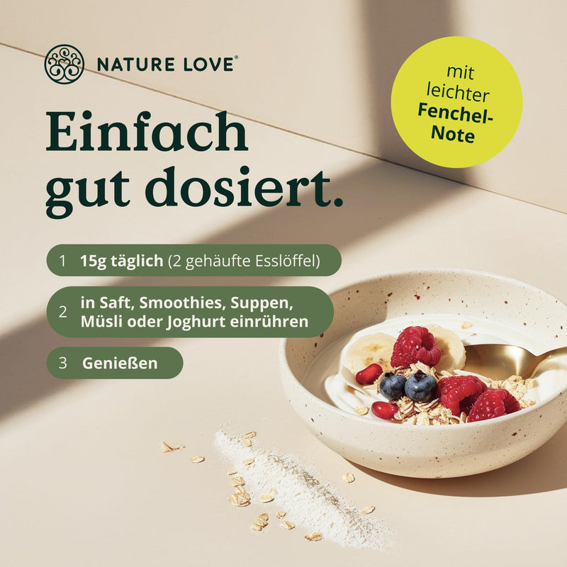 [Australia] - NATURE LOVE® Rich in fiber - 450 grams of powder - Fiber: psyllium husks, acacia fibers, inulin, oats & others - ideal supplement to intestinal treatment - vegan and laboratory tested 