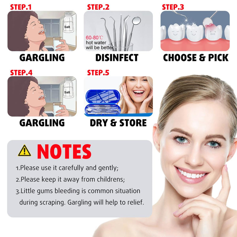 [Australia] - Antonki Dental Cleaning Tools, Dental Hygiene Kit, Teeth Cleaning Tools, Metal Dental Picks, Plaque Remover for Teeth, Stainless Steel Professional Tooth Tartar Scraper for Home Use - with Case Pro Dental Tools w/ Carrying Box - Classic Black 