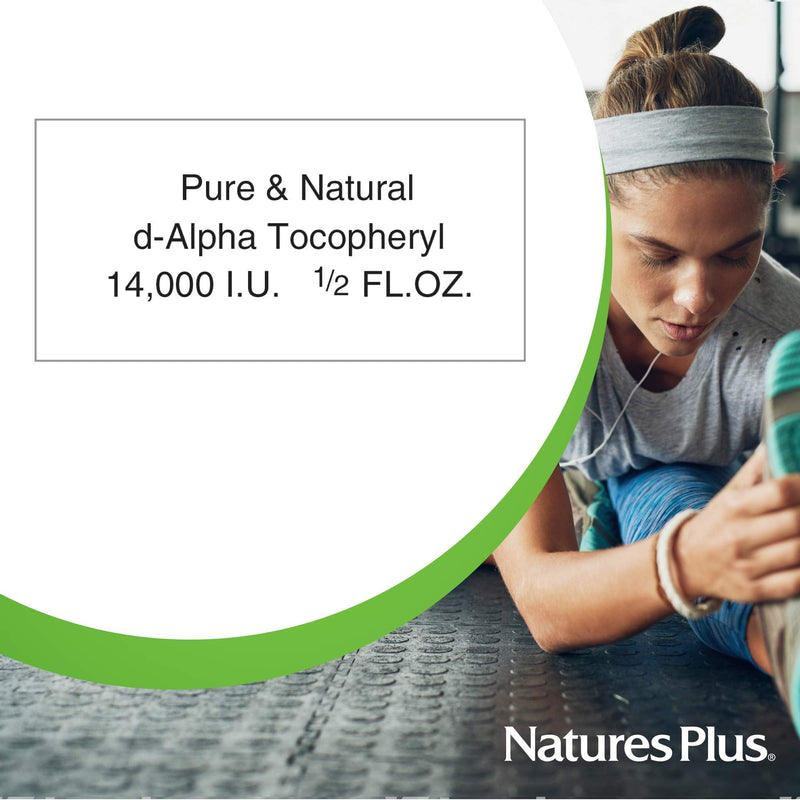 NaturesPlus Liquid Vitamin E Oil 14,000 IU - 0.5 fl oz - Moisturizes Face & Skin, Reduces Brown Spots, Strengthens Nails, Promotes Hair Growth - Vegan