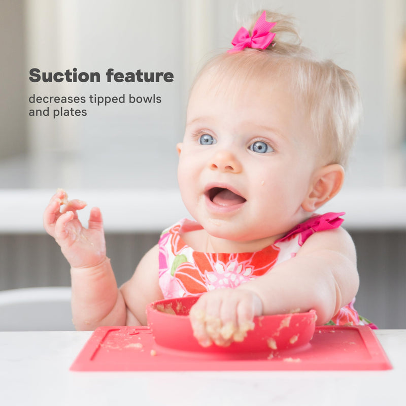 [Australia] - ezpz Mini Bowl for 12 Months+ (Coral) - 100% Silicone Suction Bowl with Built-in Placemat for Toddlers - Comes with a Reusable Travel Bag Coral 
