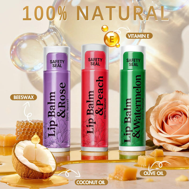 RBUGR Lip Balm Bulk Lip Balms & Moisturizers 20 Pack 12 Flavored | Natural lip balm set with Vitamin E and Coconut Oil for Dry Cracked Lips, Party Favors Adults Supplies for Women(4.2g/0.15oz) 20Pcs