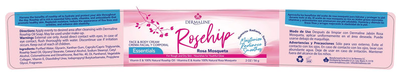 DERMALINE - 100% Natural Rosehip Oil Cream with Vitamin E 2 Oz