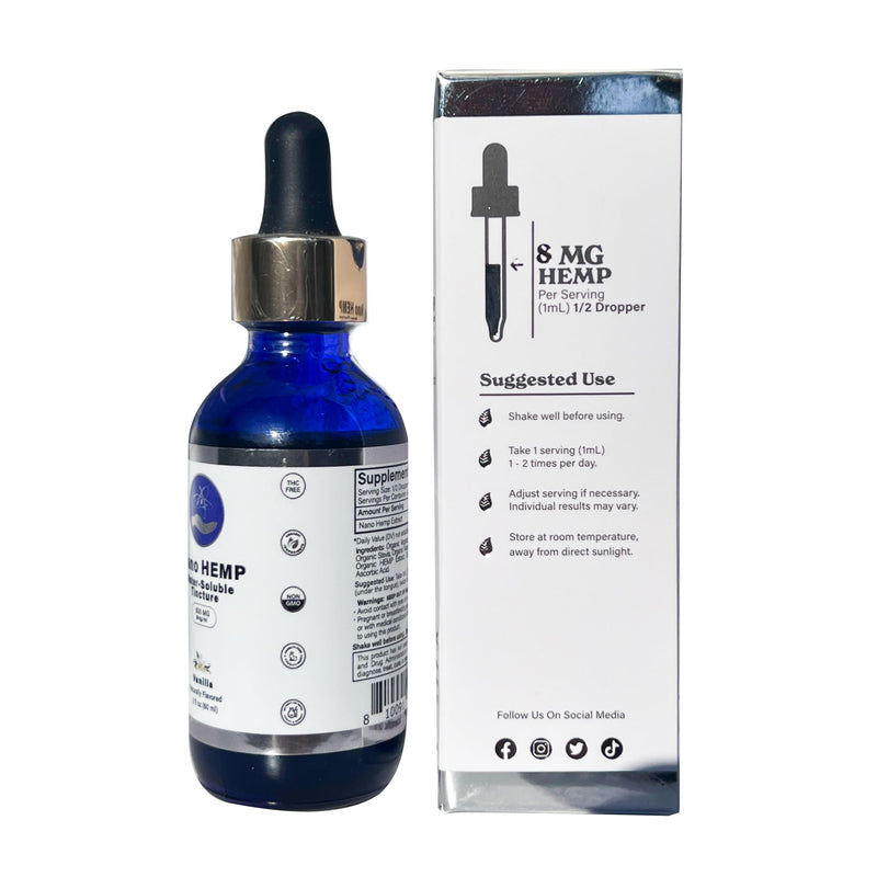Nano Water-Soluble Hemp - Ultra-Fast-Acting Drops for Maximum Results - Scientific-Grade, 3X Faster, 9X Absorption, Cold Extracted - Vanilla Flavor. (500mg) Vanilla - 500 2 Fl Oz (Pack of 1)