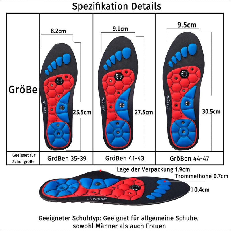 [Australia] - Magnetic insoles original, magnetic shoe insoles acupuncture, shoe insoles orthopedic for men and women, reflexology acupressure insoles red 36-40 