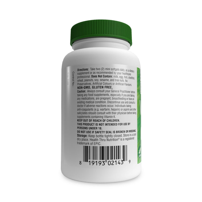 [Australia] - Health Thru Nutrition Vitamin K2 (MK-7) 100mcg ‚Äì 120 Softgels | Menaquinone-7 | Highly Bioavailable K2 Supplement | Non-GMO, Soy-Free, Gluten-Free 