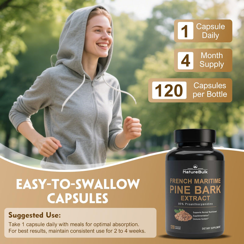 [Australia] - French Maritime Pine Bark Extract 400 mg, 95% Proanthocyanidins - Standardized 30X Extract, 120 Vegan Capsules 