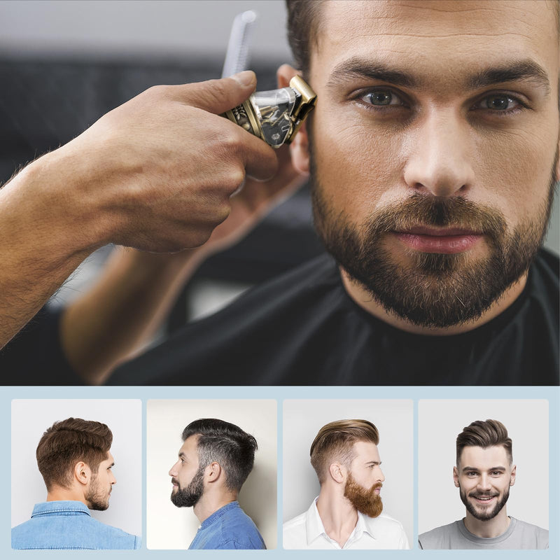 Hair Clippers for Men Professional Hair Trimmer Barbers Beard Trimmer Shaver Razor Hair Grooming Cutting Kit at Home T Blade Liner Trimmer Cordless Rechargeable Zero Gapped Edgers Gifts for Men Pattern 1