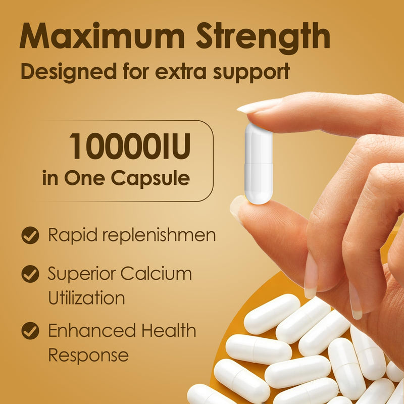 NATURE TARGET Vitamin D3 K2, 10,000 IU D3 & 100 mcg K2, 120 Capsules | High-Potency D3 and K2 as MK-7 with MCT Powder for Max Absorption, Supports Bone, Calcium, Immune, and Heart Health 120 Count (Pack of 1)