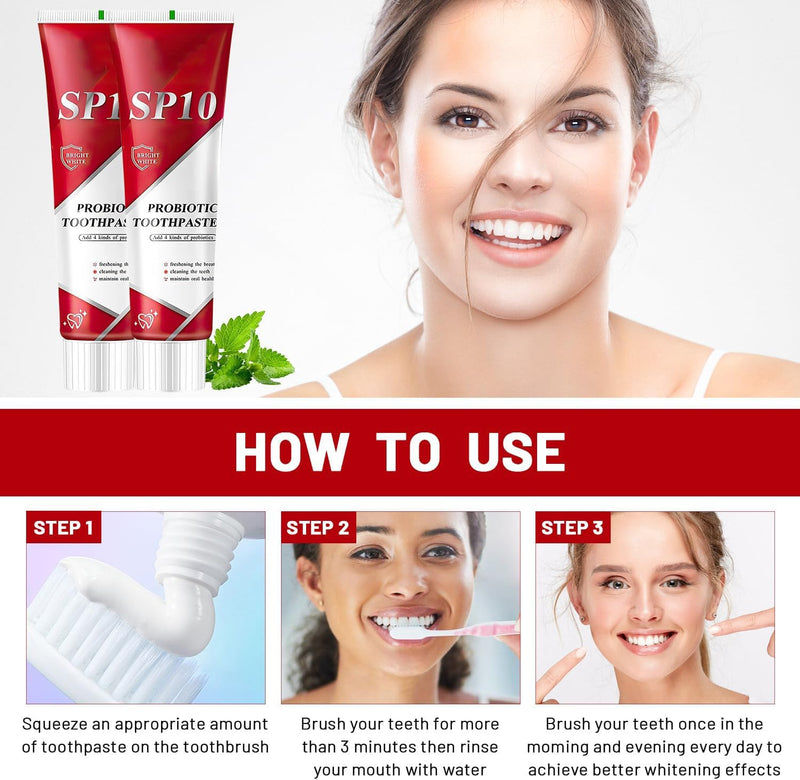 [Australia] - 2 Pcs SP10 Probiotic Toothpaste - Ultra Whitening, Brightening, Fresh Breath & Deep Cleaning 