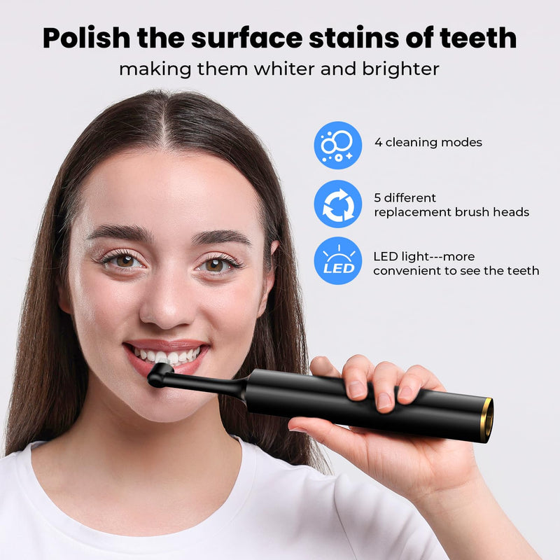 [Australia] - Tooth Polisher, Tooth Clean and whitening kit, 5 Multi -Function Brush Heads and LED Lights, 4 Speed Modes, and IPX6 Waterproof, Handsel 3 Tooth Polish Paste 