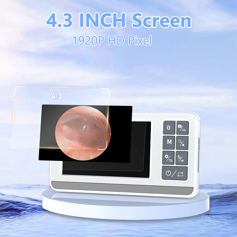 [Australia] - Earwax Remover Otoscope, VITCOCO 3.9mm Otoscope with 4.3 Inch HD IPS Screen, Ultra Thin Ear Cleaner, Ear Cleaner with Camera, White 