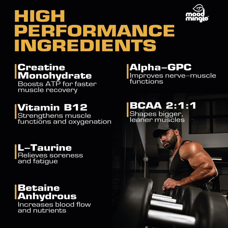 Creatine Monohydrate Gummies 5g for Men Women - Sugar Free Chewable Vegan Supplement - Enhanced Formula with Vitamin B12 L-Taurine Betaine Anhydrous Alpha-GPC BCAA 2:1:1
