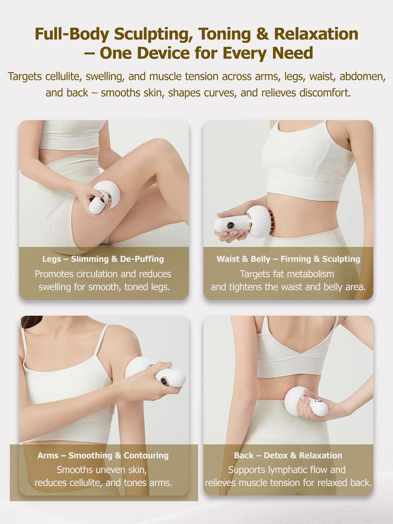 [Australia] - Lymphatic Drainage Massager & Anti Cellulite Massage Tool, Helps Reduce Stretch Marks & Cellulite, for Legs, Arms & Belly, Body Sculpting Machine with Microcurrent, Light, Heat & Vibration 