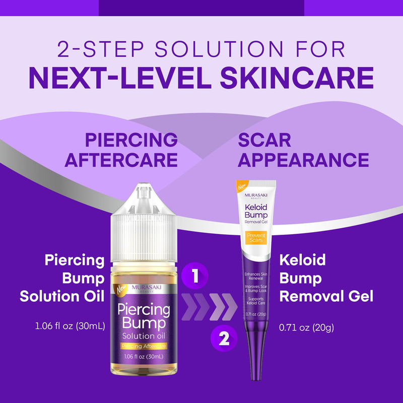[Australia] - Piercing Keloid Bump Solution Kit | Piercing Aftercare Treatment with Piercing Bump Solution Aftercare Oil (30 mL) + Keloid Bump Removal Gel (20 g) help Softens Scar Tissue & Supports Skin Renewal 